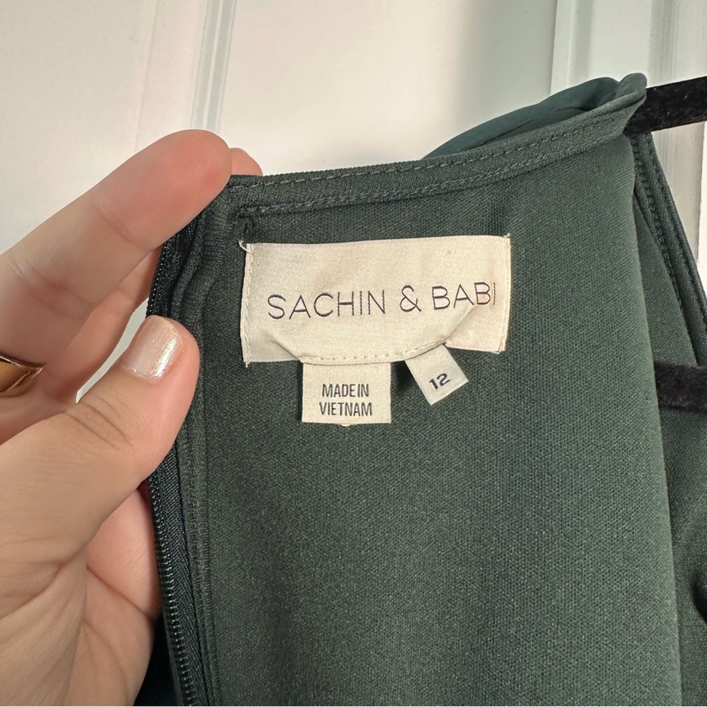 Sachin & Babi (12) “Shelley” Satin Forrest Green Midi Formal Dress- Anthro BHLDN