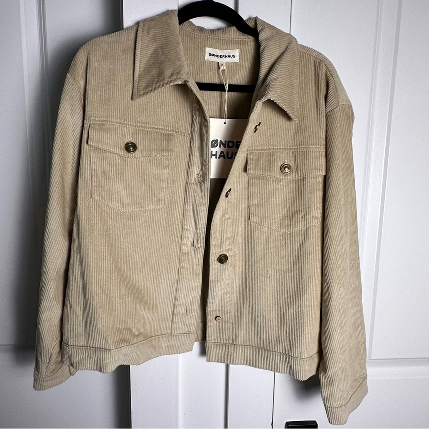 NWT! Sonderhaus (XS) Cord Jacket in “Thistle”- Faded Green: Corduroy Look Boxy