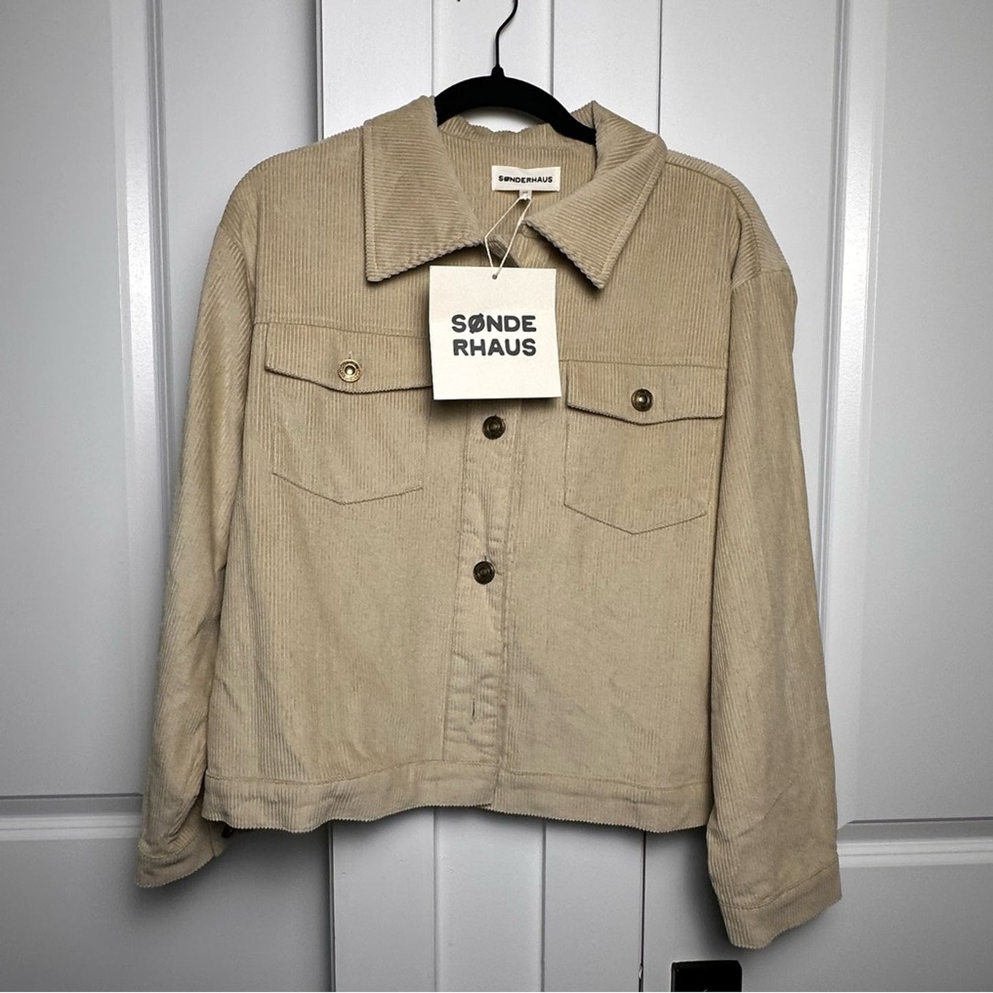 NWT! Sonderhaus (XS) Cord Jacket in “Thistle”- Faded Green: Corduroy Look Boxy