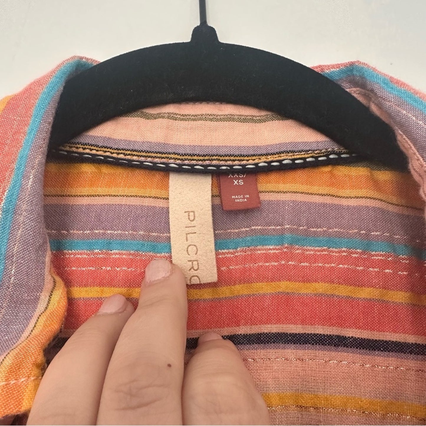 Anthropologie Pilcro Boyfriend Fit Button Up - Multicolor, Striped Metallic XS-S