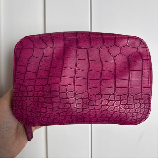 Trish McEvoy Makeup Planner - Pink Croc Small Makeup Organizer (Faux Leather)