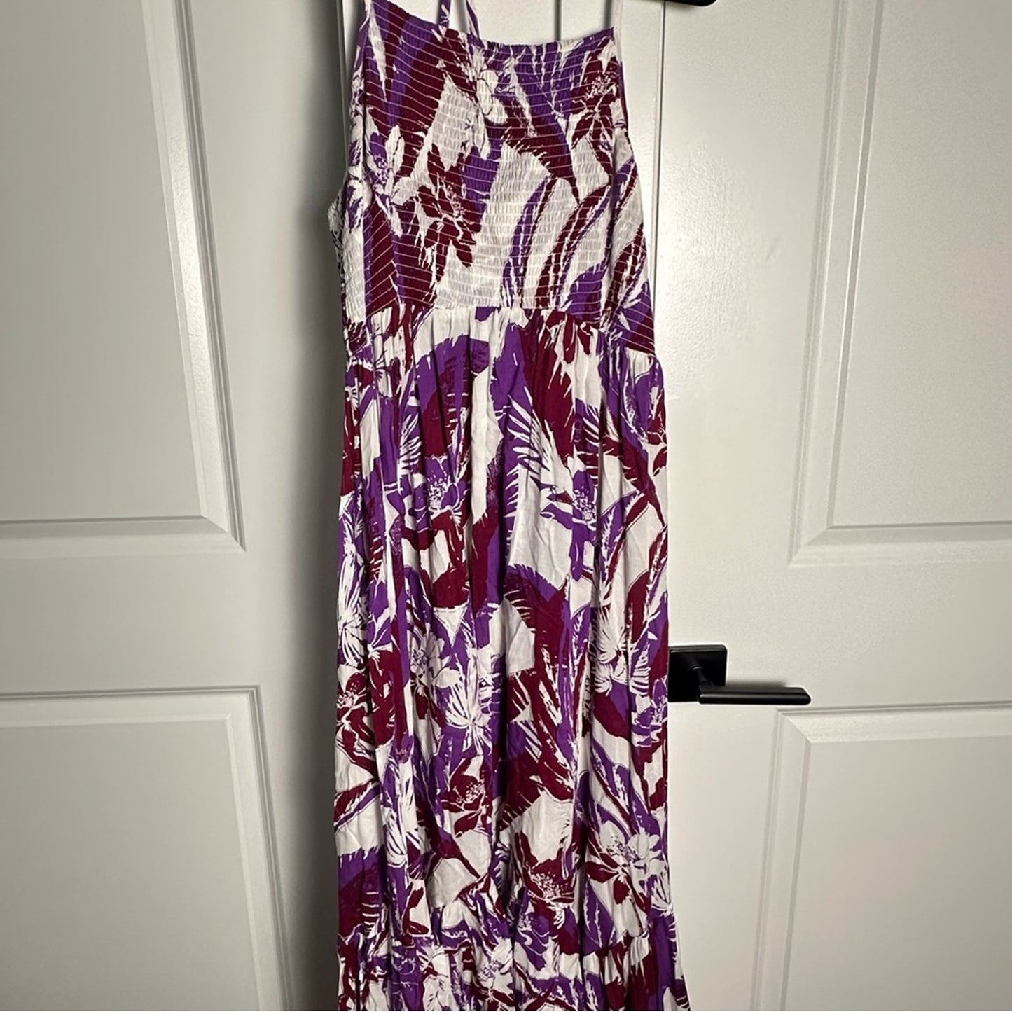 Free People (L) Intimately ‘Heat Wave’ Purple + White Maxi Dress- Tropical Print