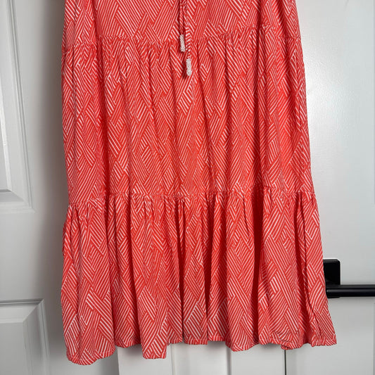 Walker and Wade (XS) “Nantucket” Dress - Coral Boho Ruffle Sleeve Beach Dress