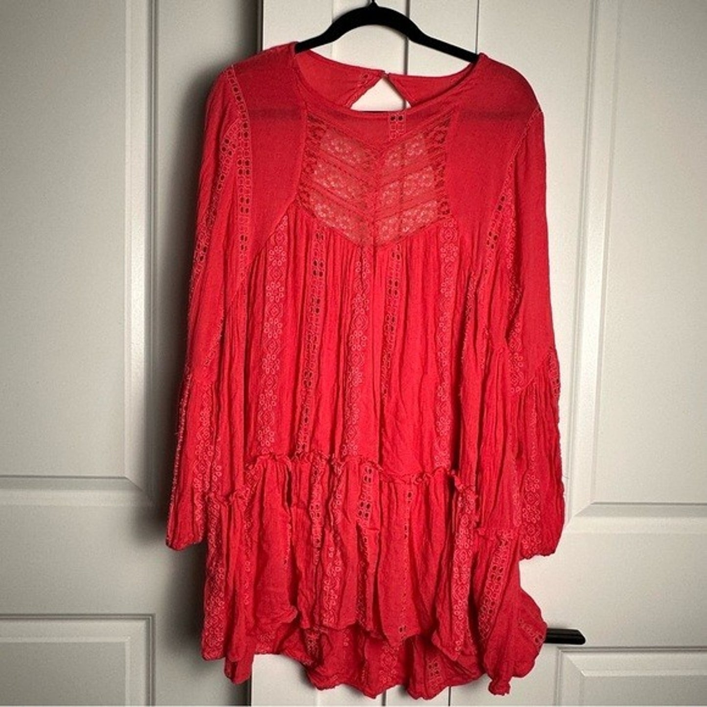 Free People (M) ‘Sweetest Dream’ Tunic Dress - Pink Embroidered Bohemian Top