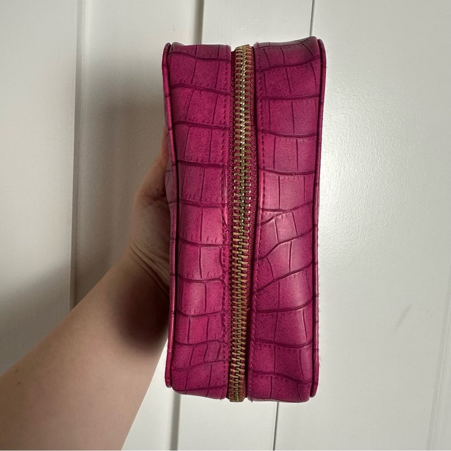 Trish McEvoy Makeup Planner - Pink Croc Small Makeup Organizer (Faux Leather)