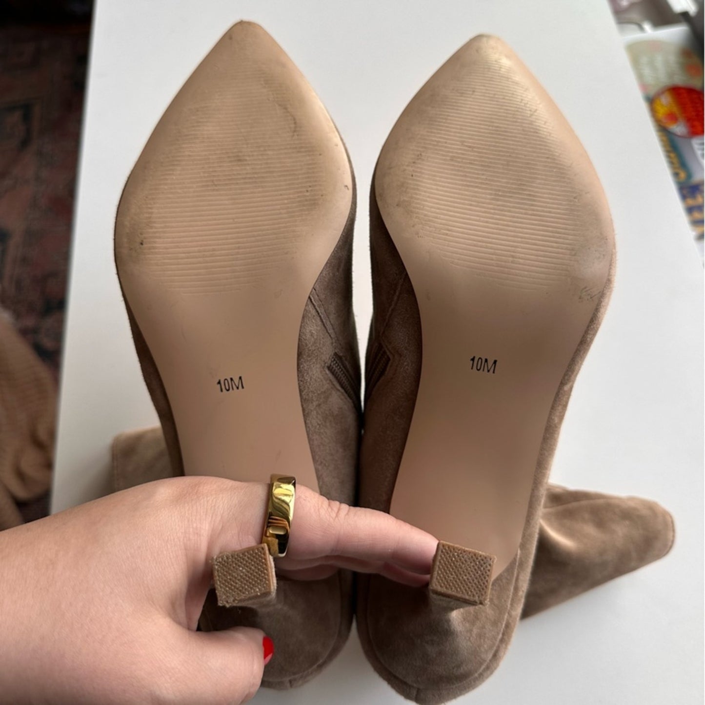 Steve Madden - 10 - “Alston” Bootie - Neutral Taupe Suede Heeled Ankle Boot EUC