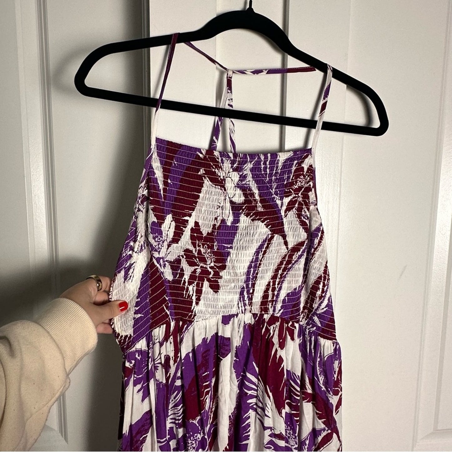 Free People (L) Intimately ‘Heat Wave’ Purple + White Maxi Dress- Tropical Print