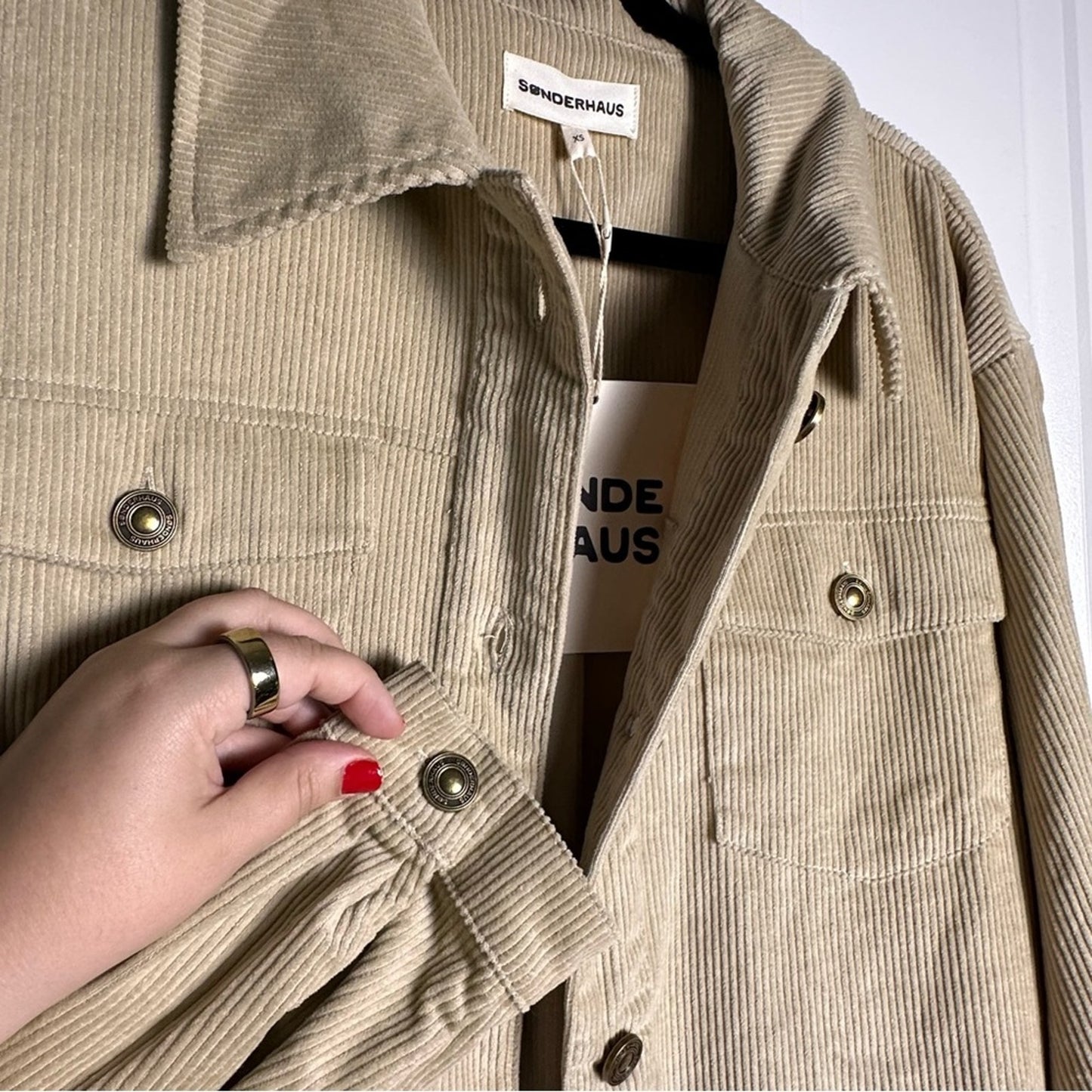 NWT! Sonderhaus (XS) Cord Jacket in “Thistle”- Faded Green: Corduroy Look Boxy