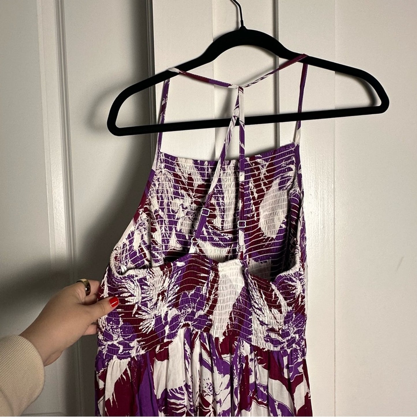 Free People (L) Intimately ‘Heat Wave’ Purple + White Maxi Dress- Tropical Print