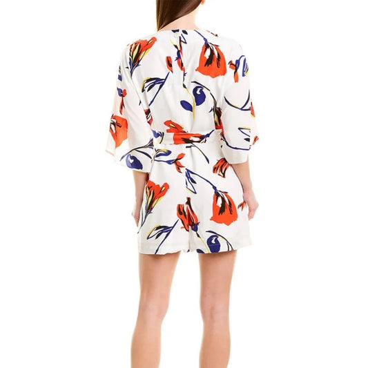 Corey Lynn Calter (XS) “Reeva” Romper - White Red Floral Print Motif- Elevated