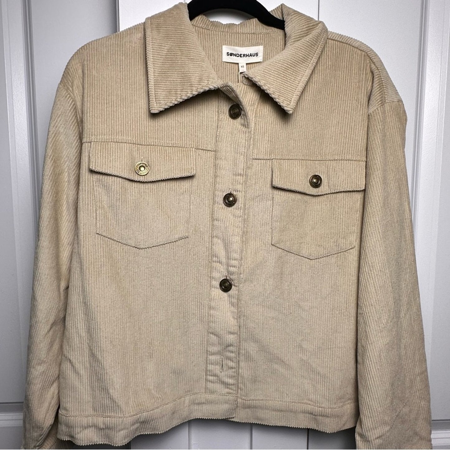 NWT! Sonderhaus (XS) Cord Jacket in “Thistle”- Faded Green: Corduroy Look Boxy