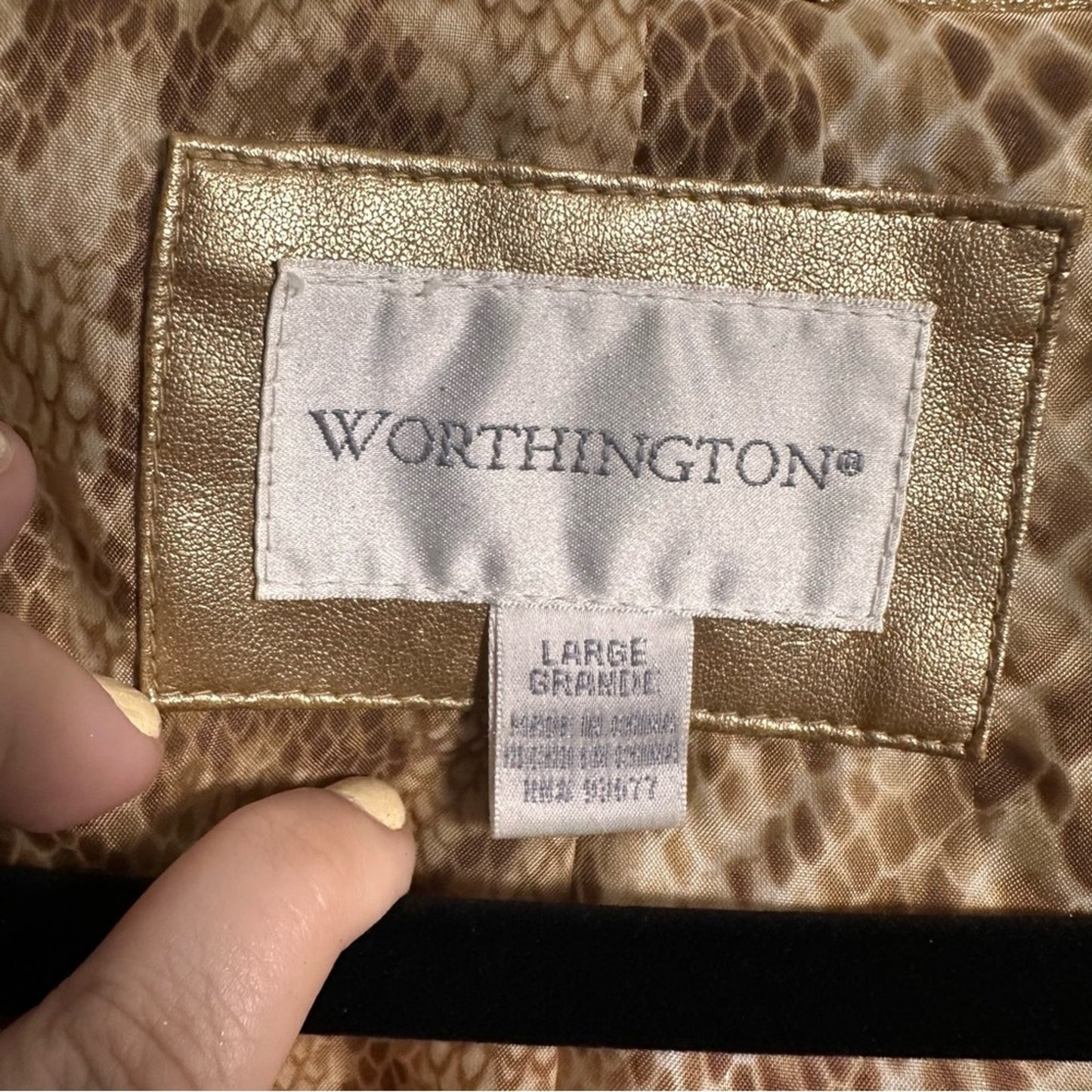 Worthington (L) Y2K Gold Metallic Blazer Jacket - Faux Leather Statement Piece!