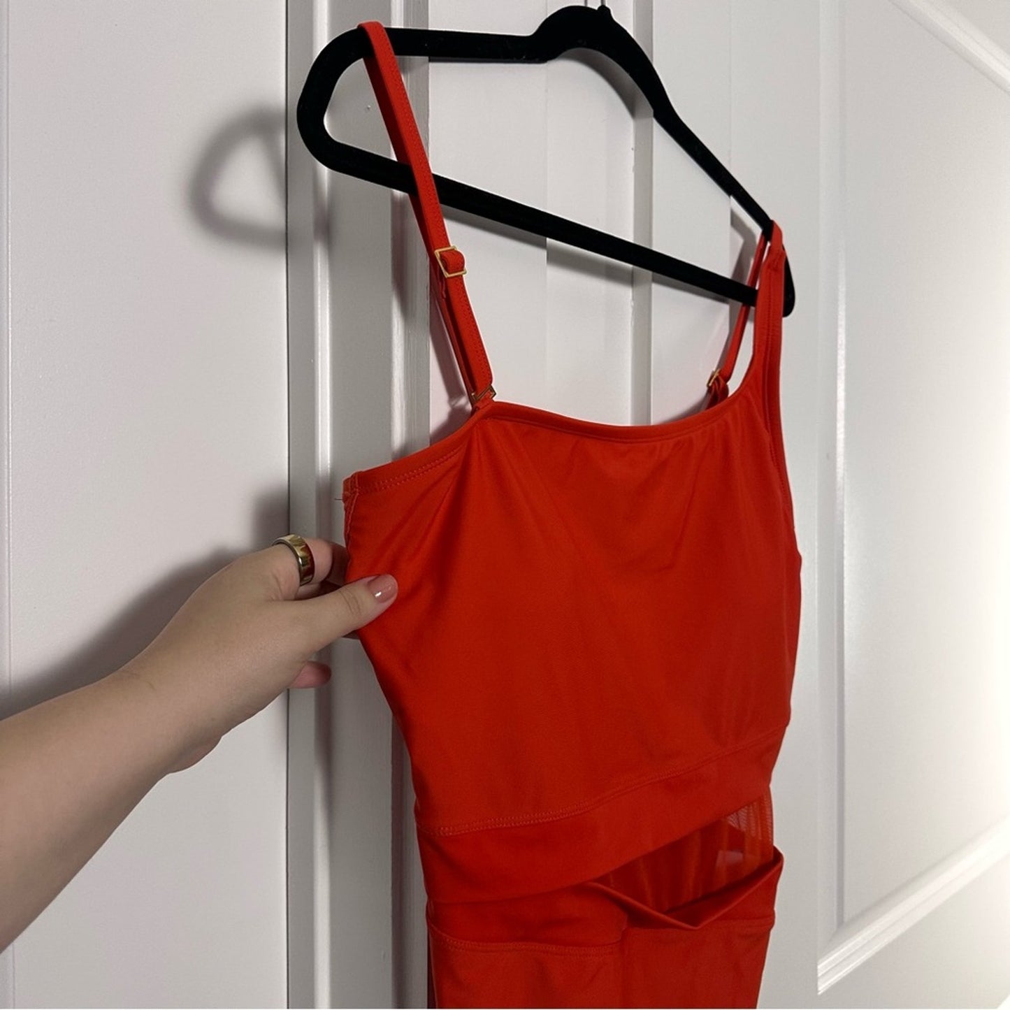 NWT! Bleu: Rod Beattie (14) Orange Asymmetrical One Piece Swimsuit- Mesh Cutout