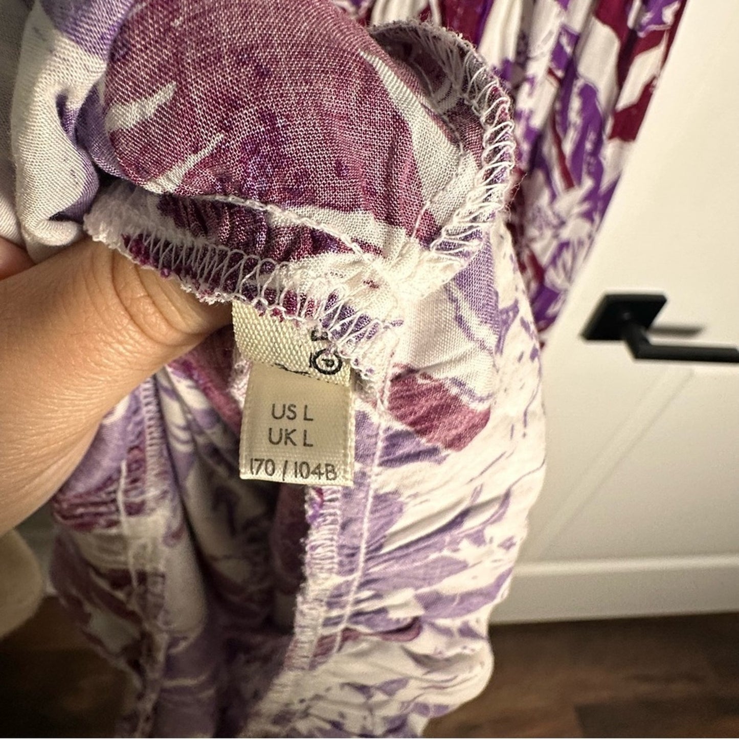 Free People (L) Intimately ‘Heat Wave’ Purple + White Maxi Dress- Tropical Print