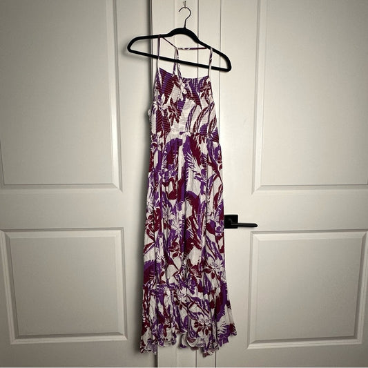 Free People (L) Intimately ‘Heat Wave’ Purple + White Maxi Dress- Tropical Print