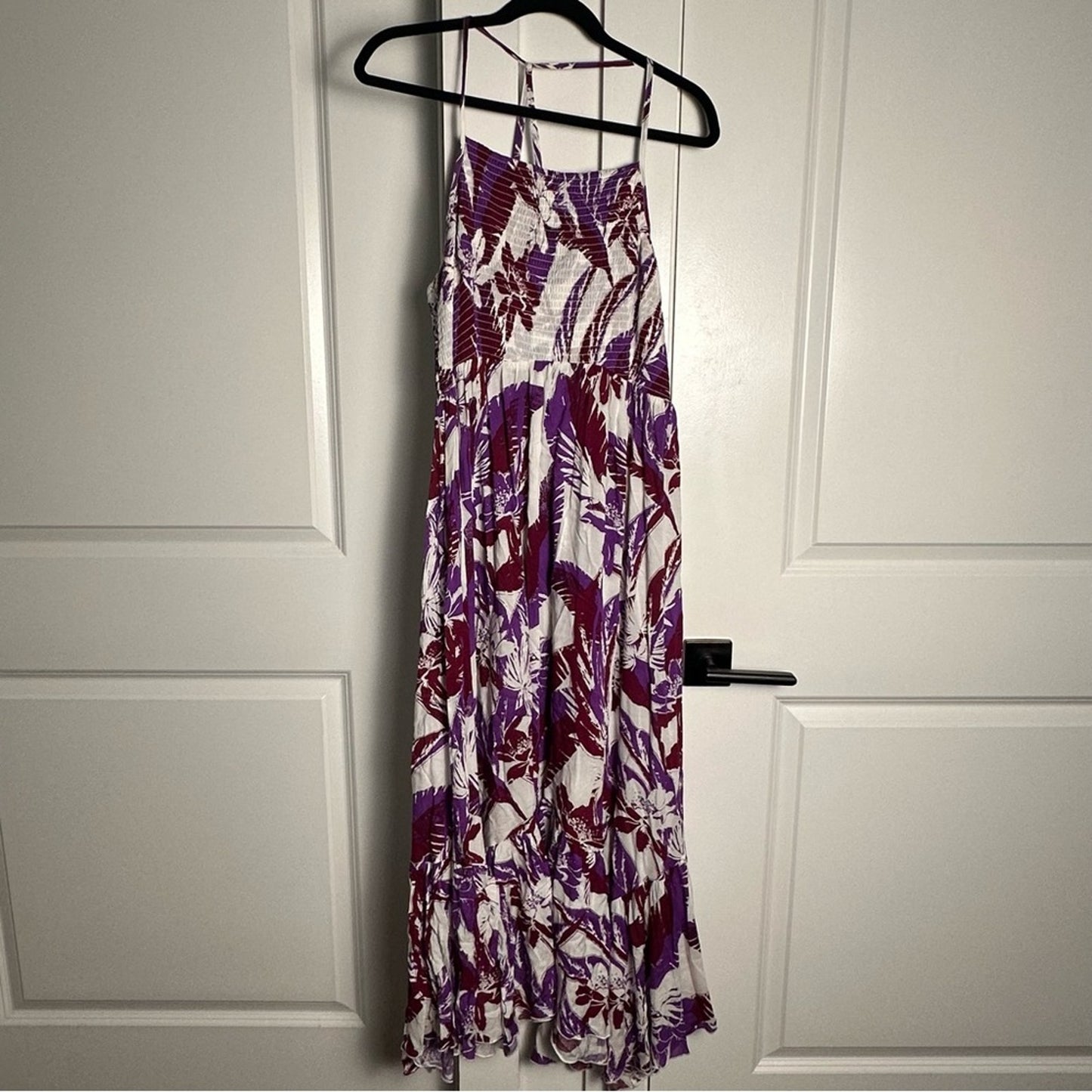 Free People (L) Intimately ‘Heat Wave’ Purple + White Maxi Dress- Tropical Print