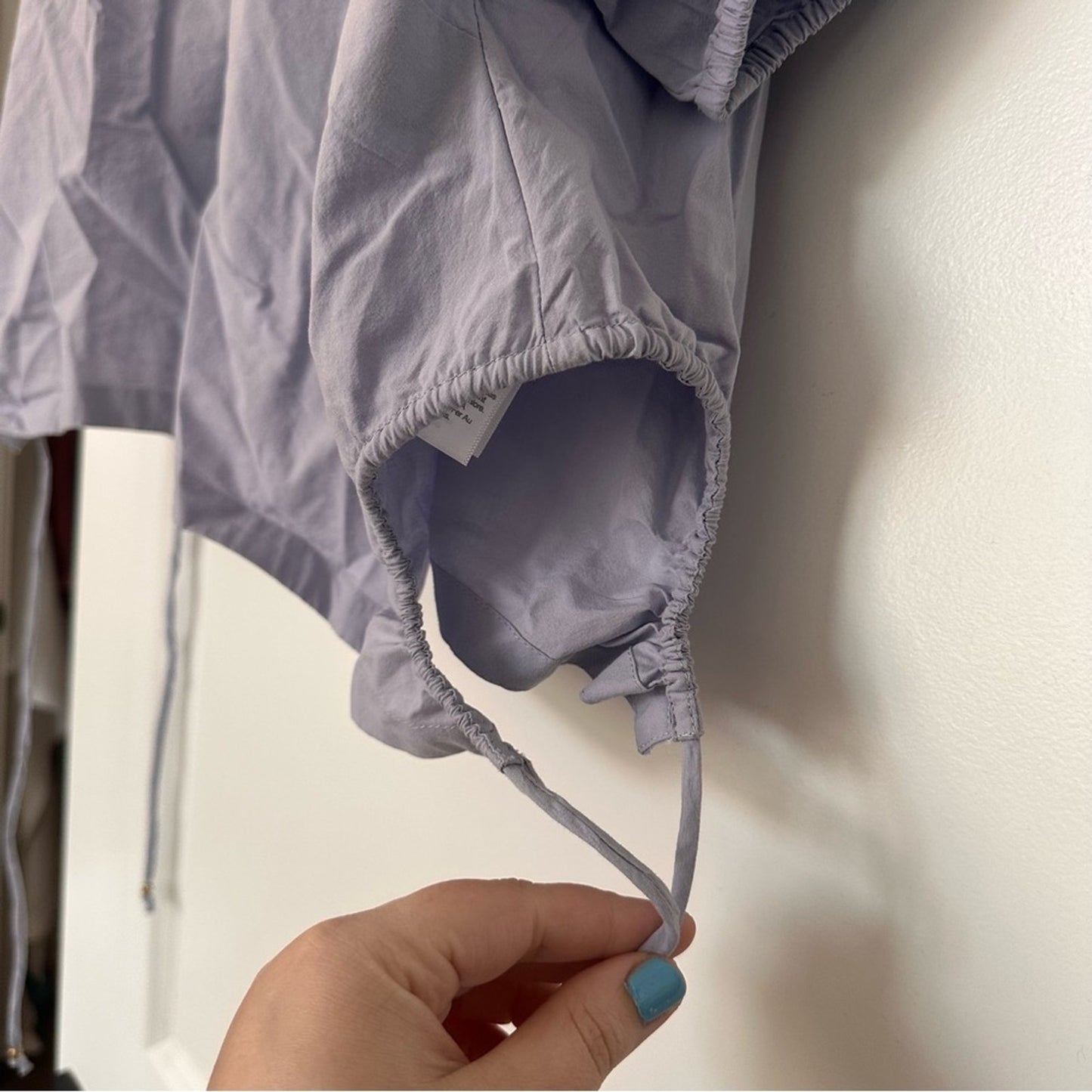 NWT Madewell 3X Embroidered Poplin Puff-Sleeve Cutout Crop Top- Periwinkle