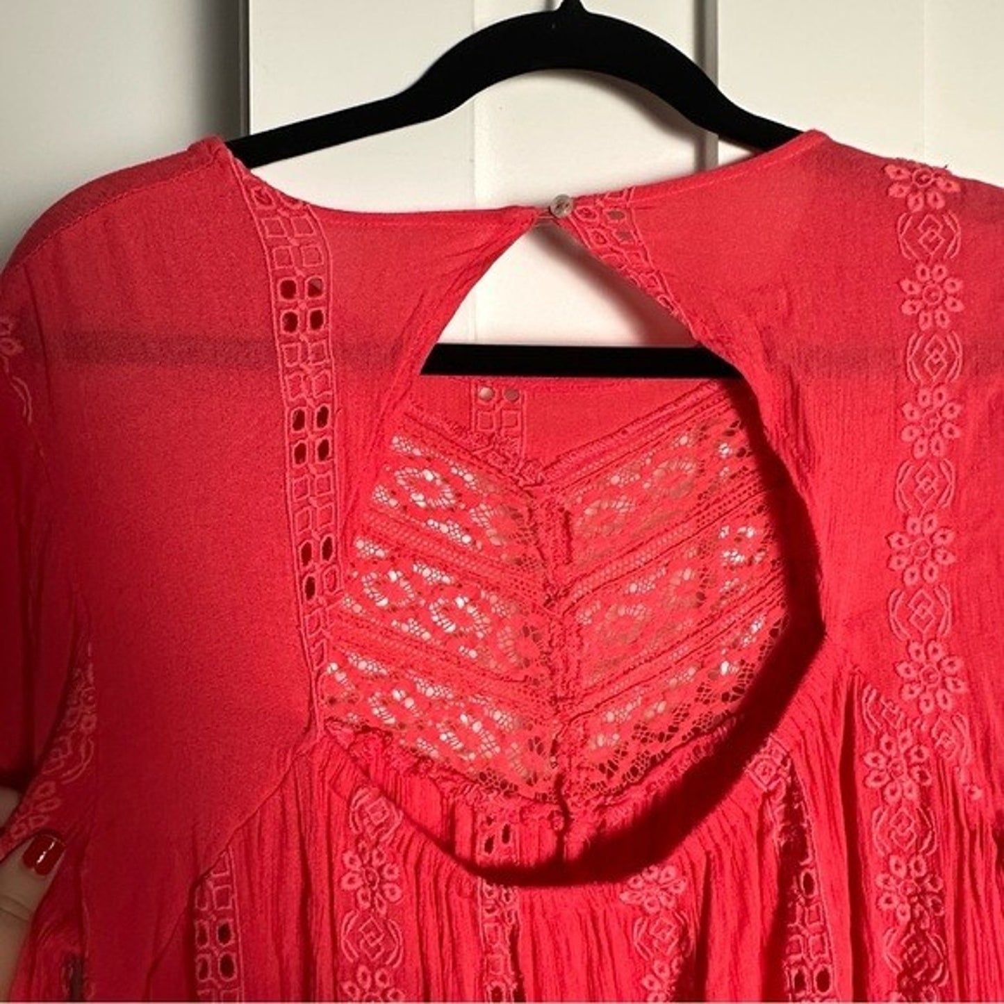 Free People (M) ‘Sweetest Dream’ Tunic Dress - Pink Embroidered Bohemian Top