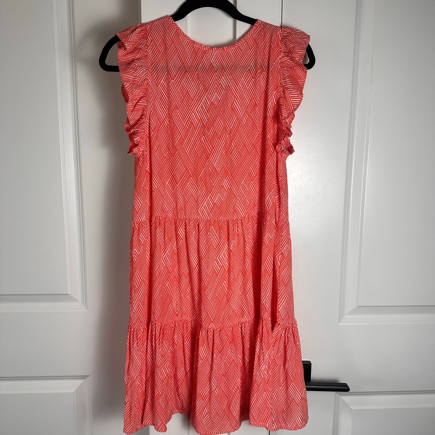 Walker and Wade (XS) “Nantucket” Dress - Coral Boho Ruffle Sleeve Beach Dress