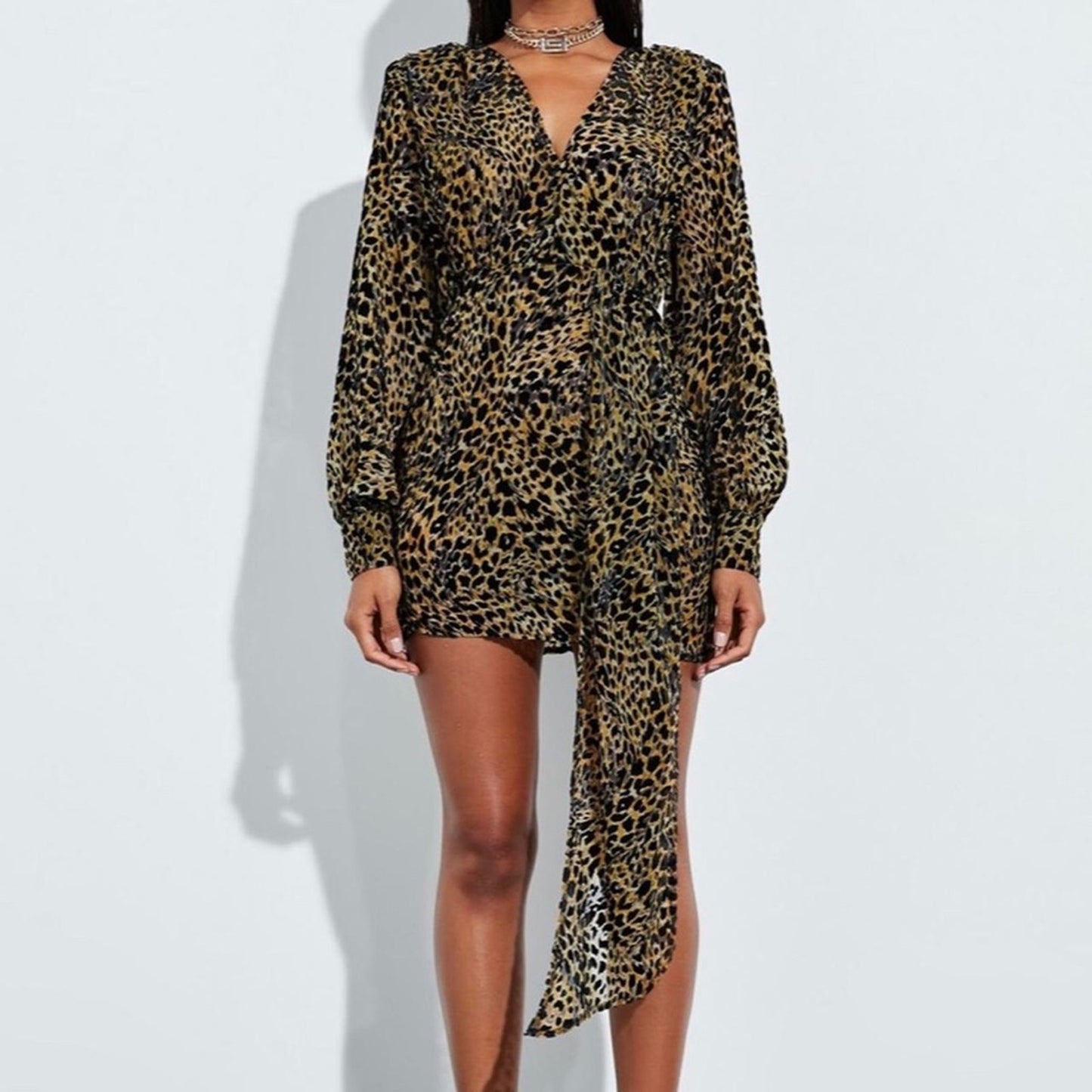 NWT Missguided Peace + Love Brand (US 6) Leopard Cheetah- Longsleeve Mini Dress