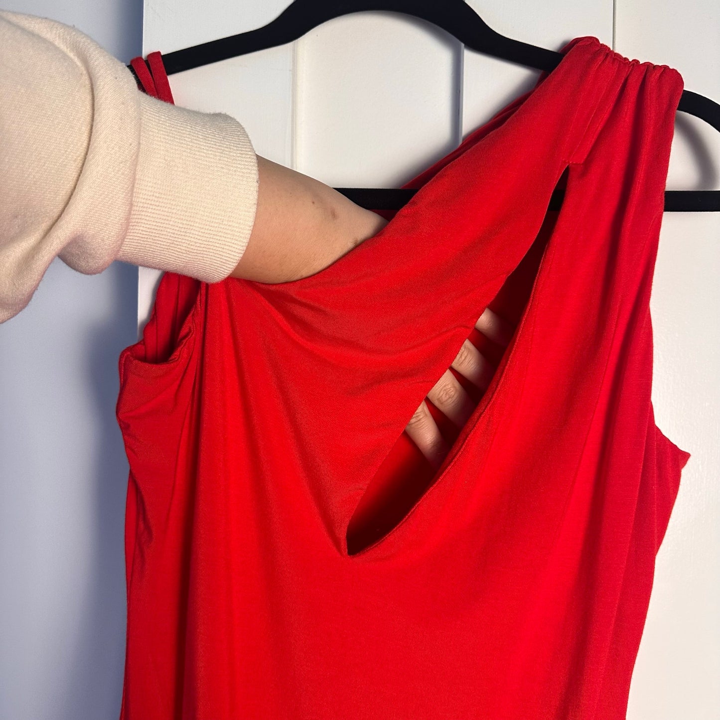 h:ours (REVOLVE) (M) Safia Mini Dress in Lava Red- Sexy Cocktail Party Dress with Cut Out