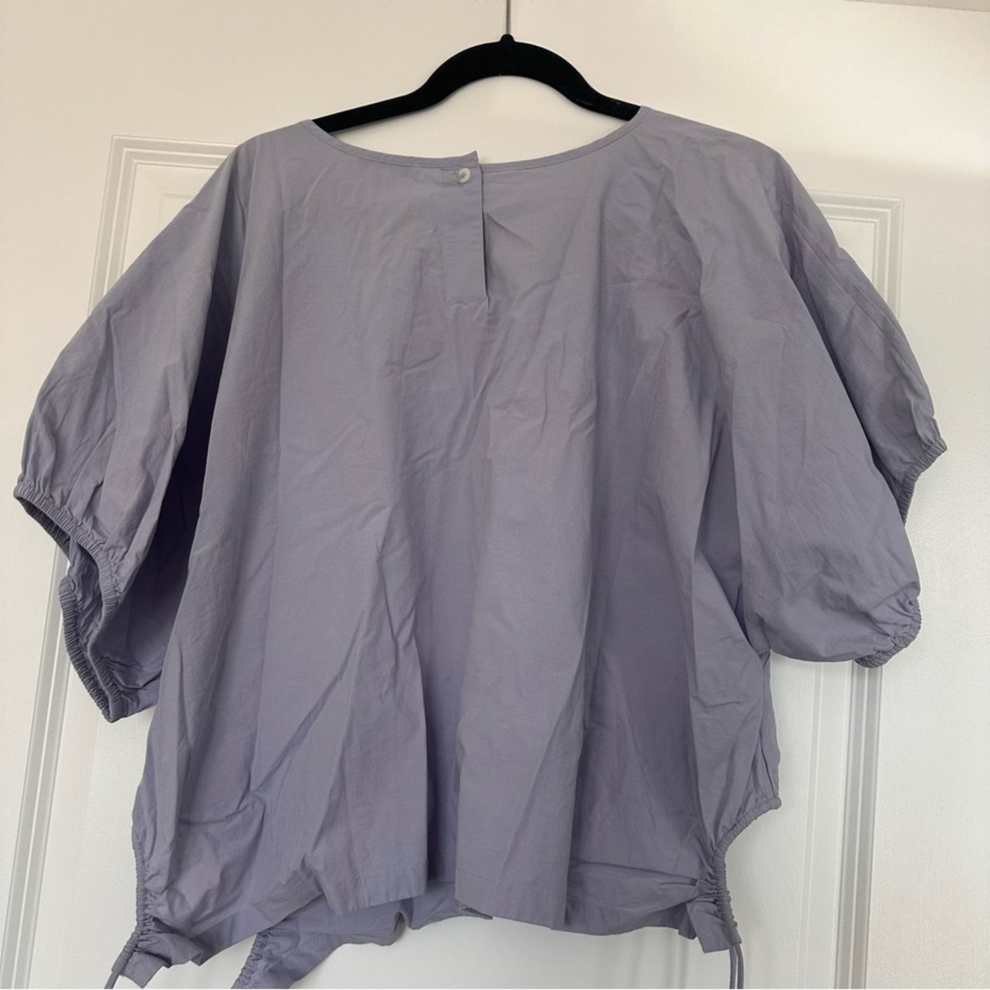 NWT Madewell 3X Embroidered Poplin Puff-Sleeve Cutout Crop Top- Periwinkle