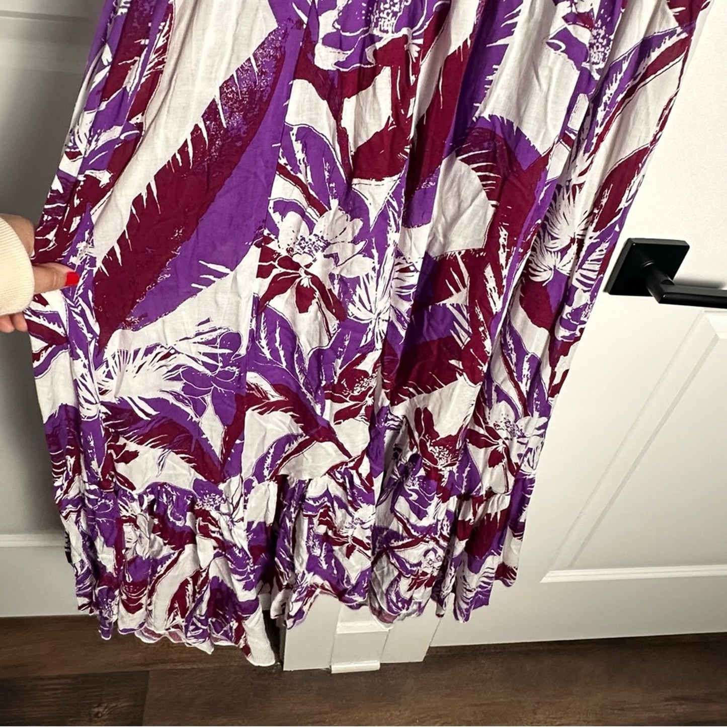 Free People (L) Intimately ‘Heat Wave’ Purple + White Maxi Dress- Tropical Print