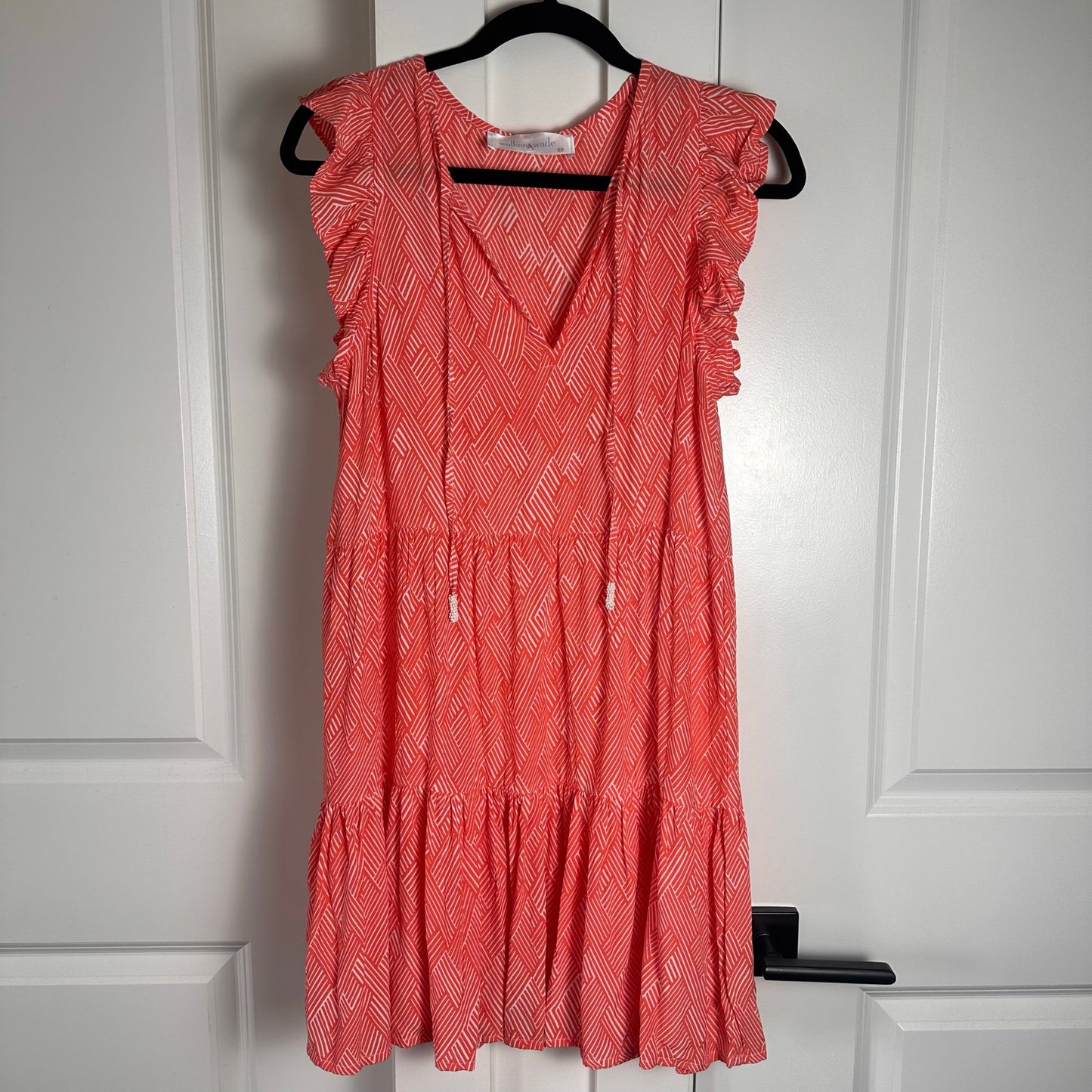Walker and Wade (XS) “Nantucket” Dress - Coral Boho Ruffle Sleeve Beach Dress