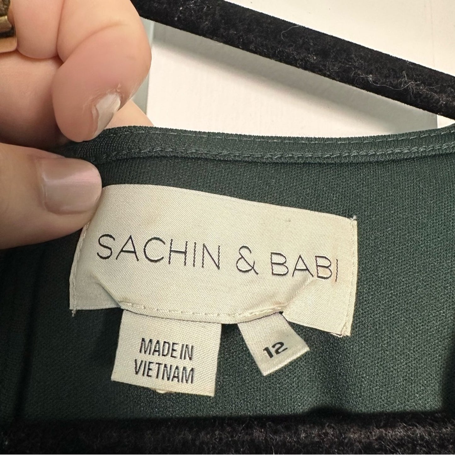 Sachin & Babi (12) “Shelley” Satin Forrest Green Midi Formal Dress- Anthro BHLDN