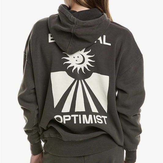 Spiritual Gangster (XS) “Eternal Optimist” Charcoal Gray Motif Hoodie Sweatshirt