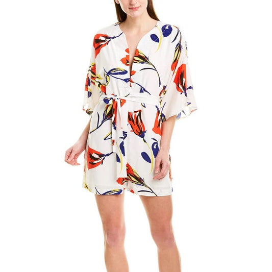 Corey Lynn Calter (XS) “Reeva” Romper - White Red Floral Print Motif- Elevated