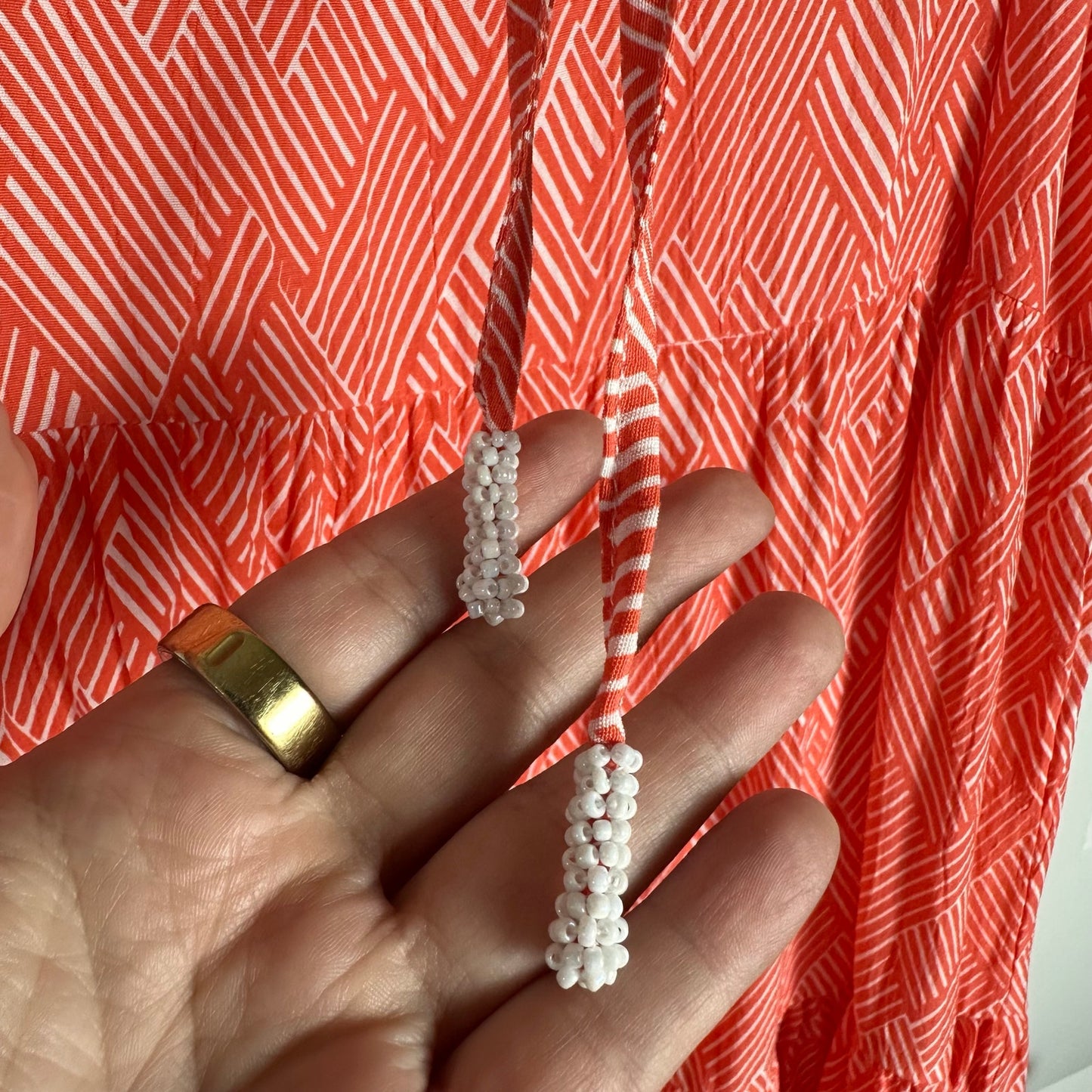 Walker and Wade (XS) “Nantucket” Dress - Coral Boho Ruffle Sleeve Beach Dress