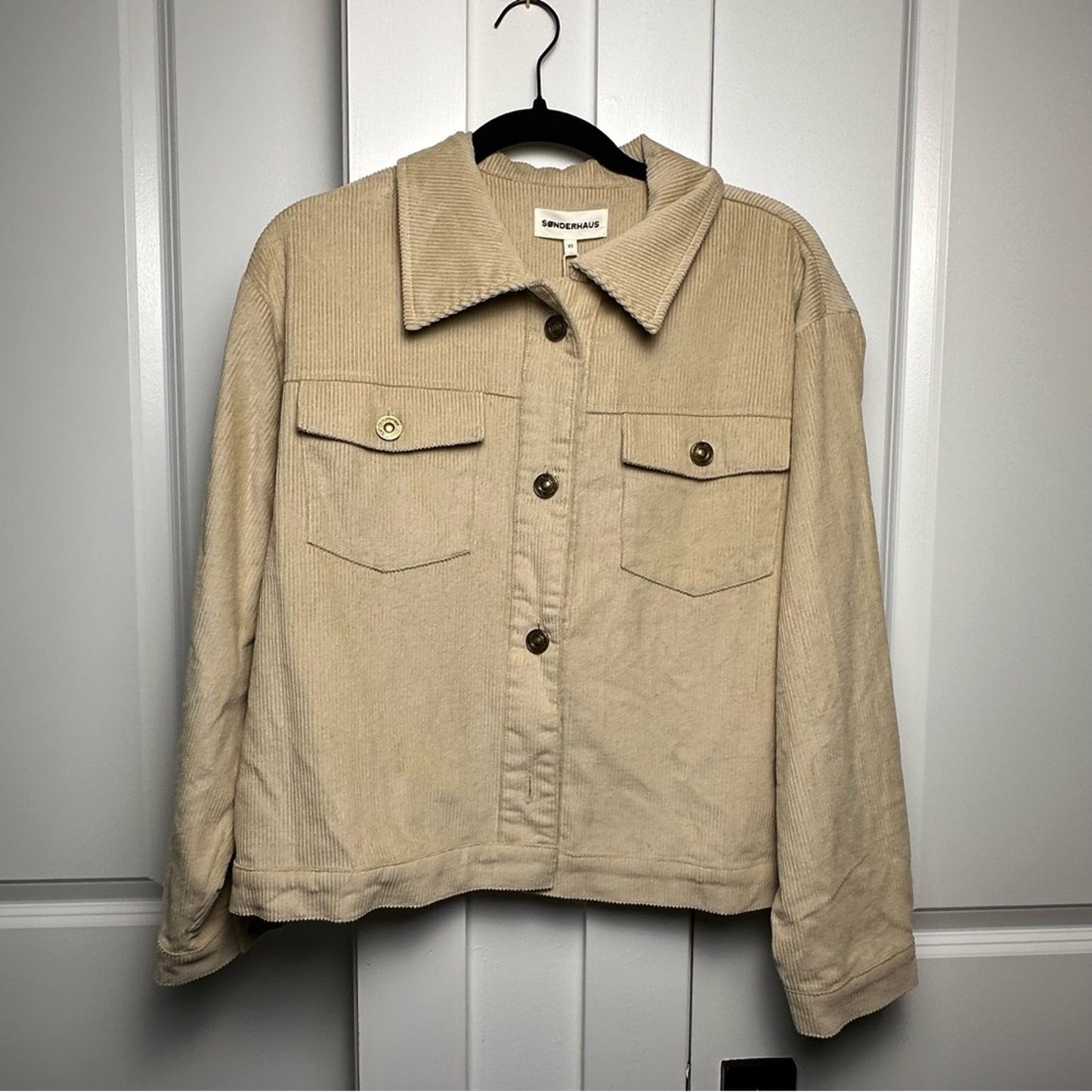 NWT! Sonderhaus (XS) Cord Jacket in “Thistle”- Faded Green: Corduroy Look Boxy