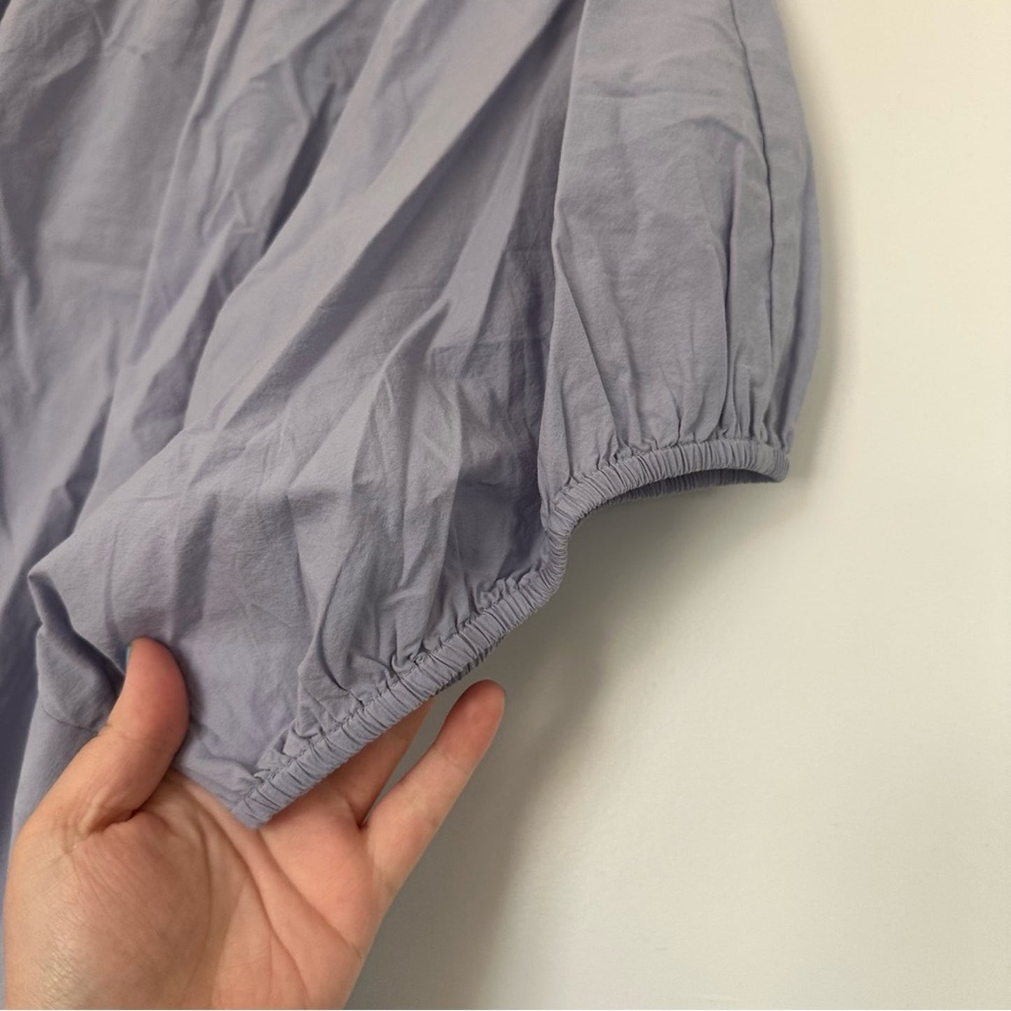 NWT Madewell 3X Embroidered Poplin Puff-Sleeve Cutout Crop Top- Periwinkle